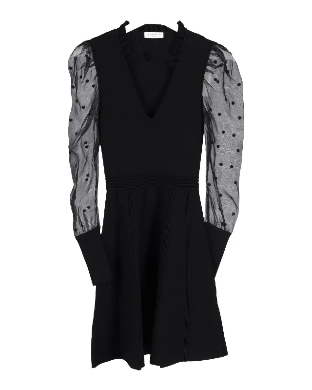 Limited Time Offers Sandro Polka Dot Sheer Sleeve in Black Cotton