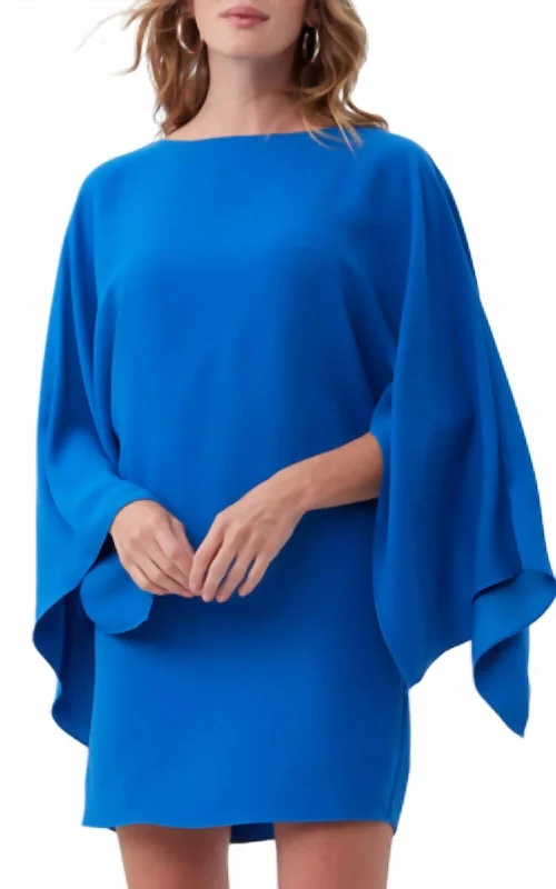 Women's Seasonal Garments Cool Prices Cape Sleeve Mini Dress In Royal Blue