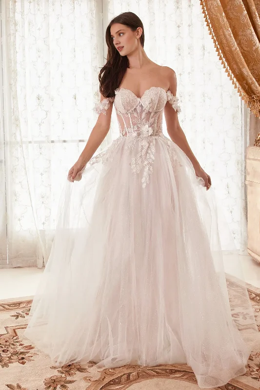 Women's Outfit Luxury Comfort Embroidered 3D flower decal long off shoulder tight corset wedding dress