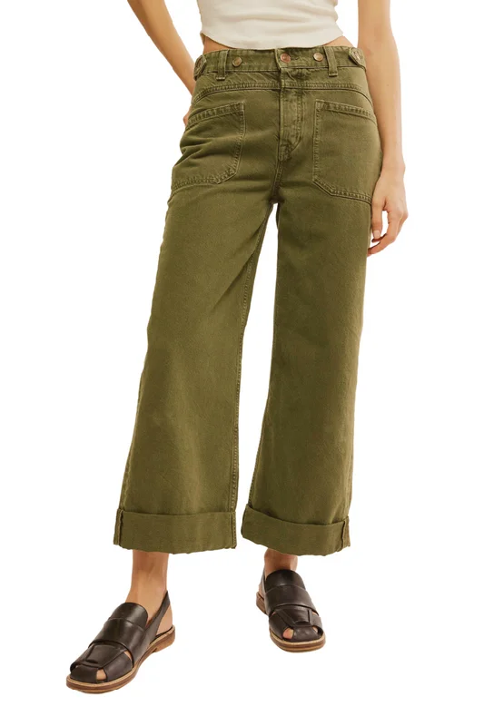 Modern Women's Apparel Limited Time Free People We The Free Palmer Cuffed Jeans - ARMY