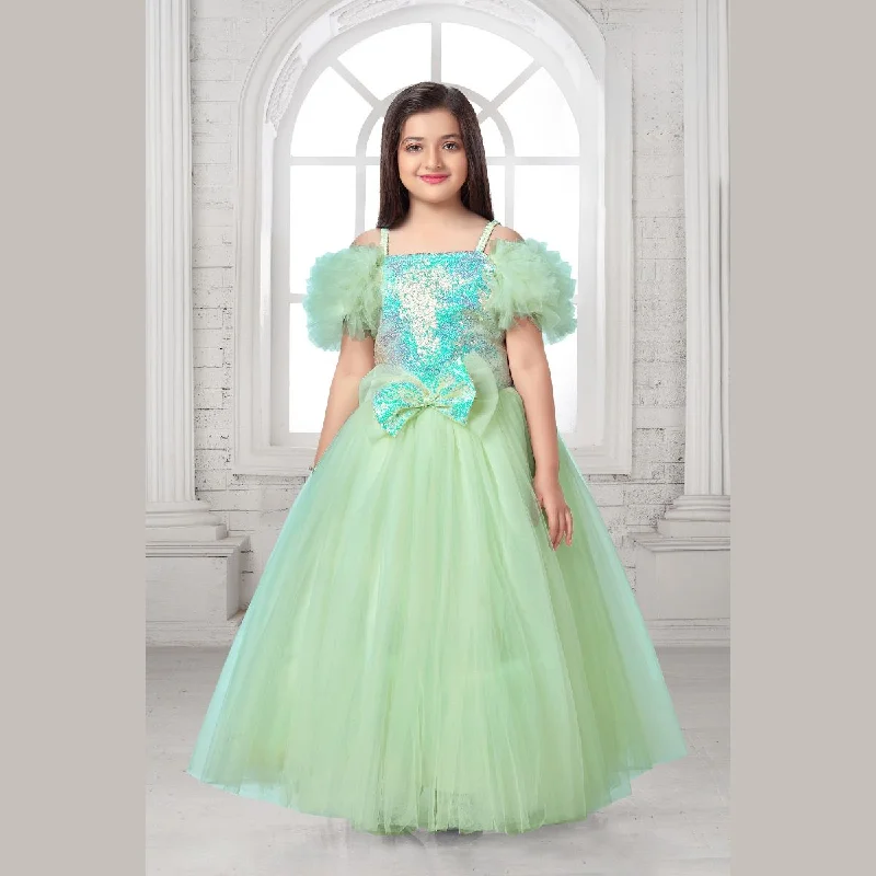 Comfortable Lounge Clothing Budget Saver Sequin Bow Long Girlish Gown