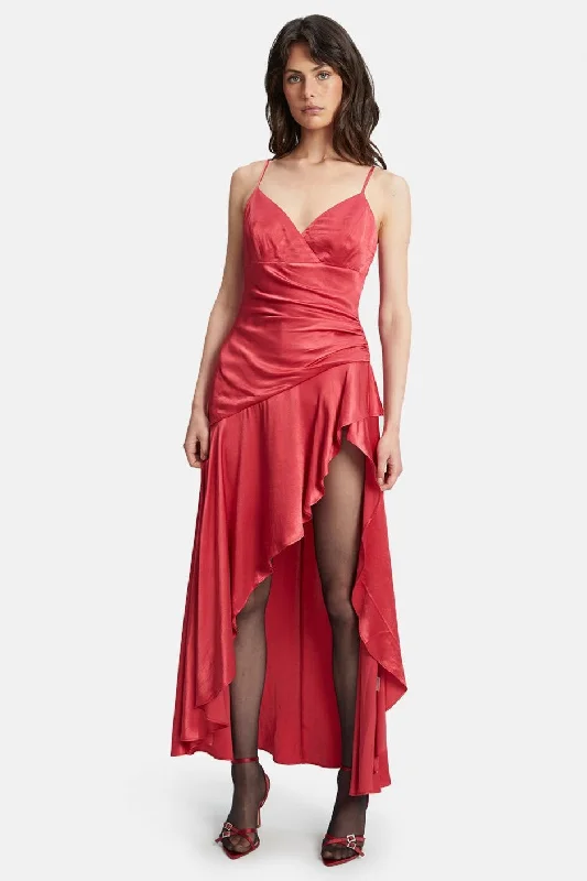 Women's Athletic Apparel Stupidly Low Prices Sorella Ruffle Midi Dress - Wine