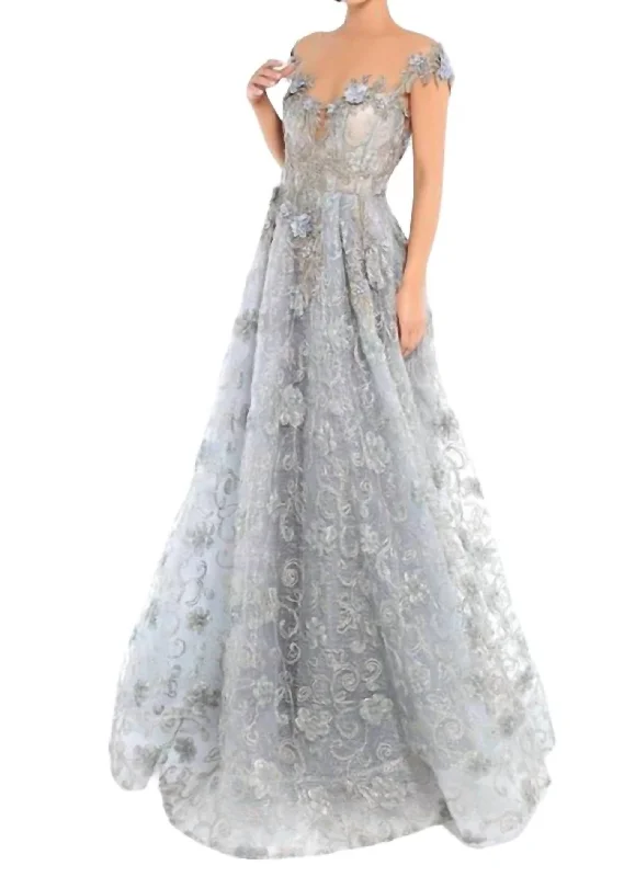 Trendy Street Style Ball Bown In Claudy Blue