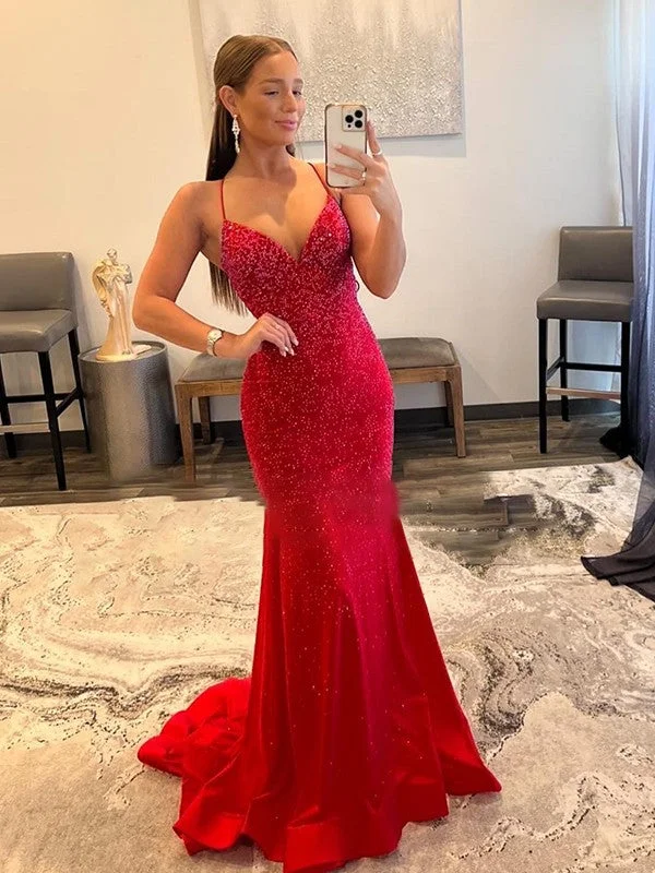 Casual Chic Women's Clothes Limited Time Offer Sheath/Column Stretch Crepe Ruched V-neck Sleeveless Sweep/Brush Train Dresses