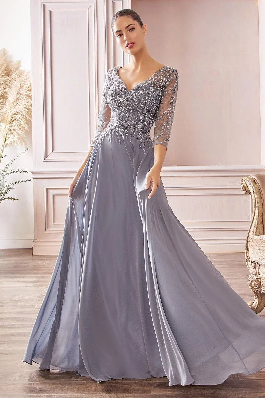 Women's Evening Wear Outfit Huge Price Cut 3/4 Sleeve Chiffon Gown by Cinderella Divine CD0171