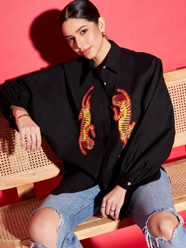Women's Elegant Clothing Sets Runway Inspired Wear Cotton Sequinned Shirt