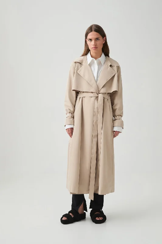 Women's Loungewear Clothes Attire Sale Longline Wrap Trench Coat 705