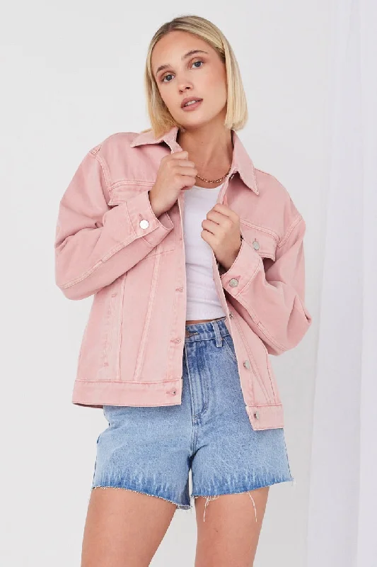 Women's Active Garments For Workouts Cool Prices Always Mushroom Pink Denim Jacket