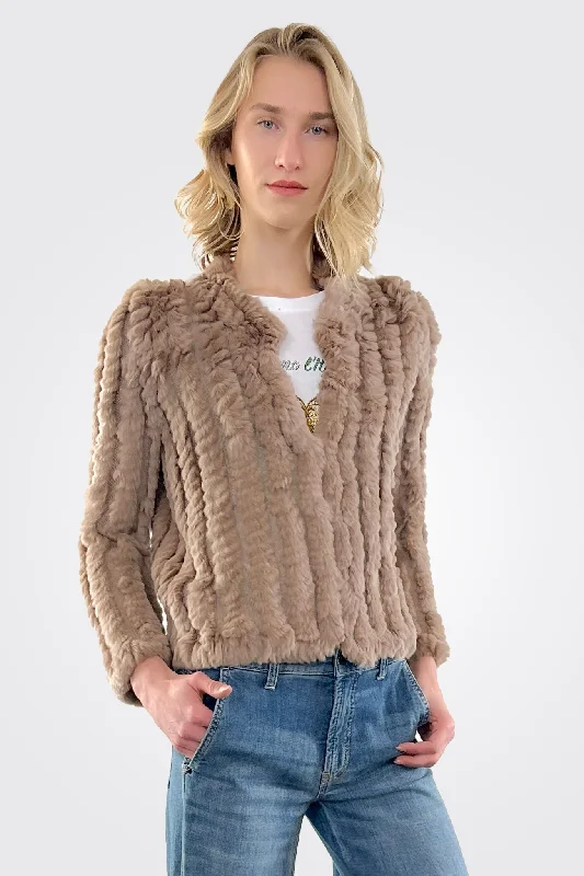 Affordable Women's Attire Grab Romantic Date - Night Styles Now Rosa Fur Jacket - Sepia