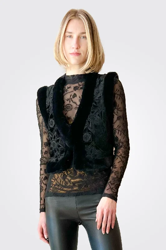 Women's Relaxed Outfit Charming Silhouette Morningside Silk Vest - Black