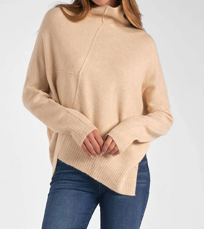 Women's Formal Clothes Artful Design Turtleneck Sweater In Cream