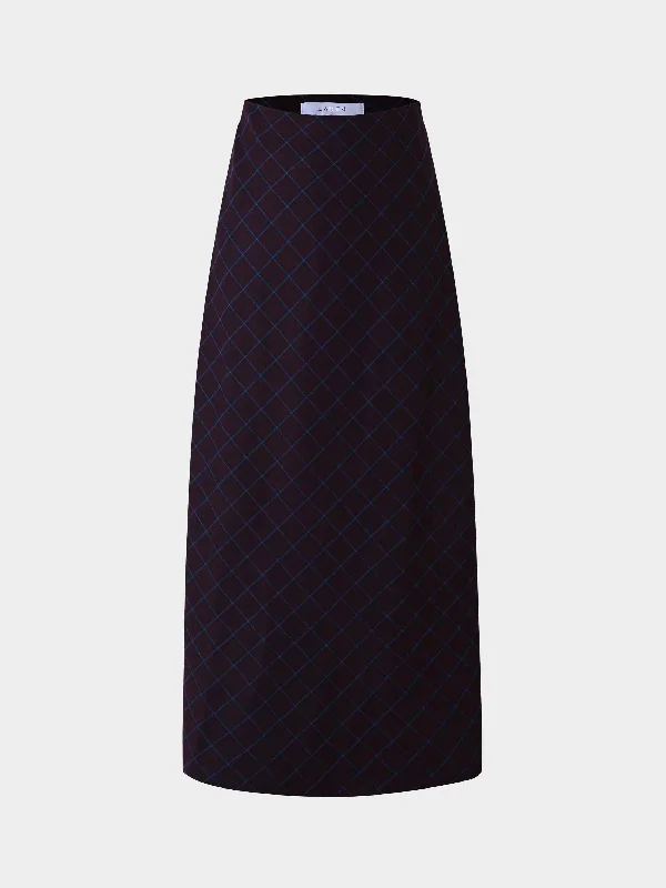 Affordable Women's Clothing Chic & Cozy Apparel Leather Piped Skirt-Blue Plaid