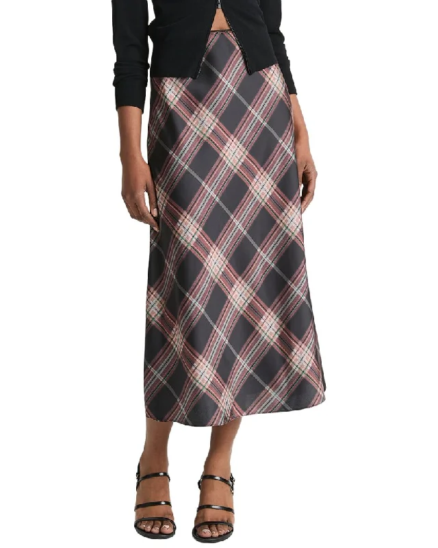Vintage Clothing For Women Everyday Fashion Vince Plaid Shaped Hem Slip Skirt