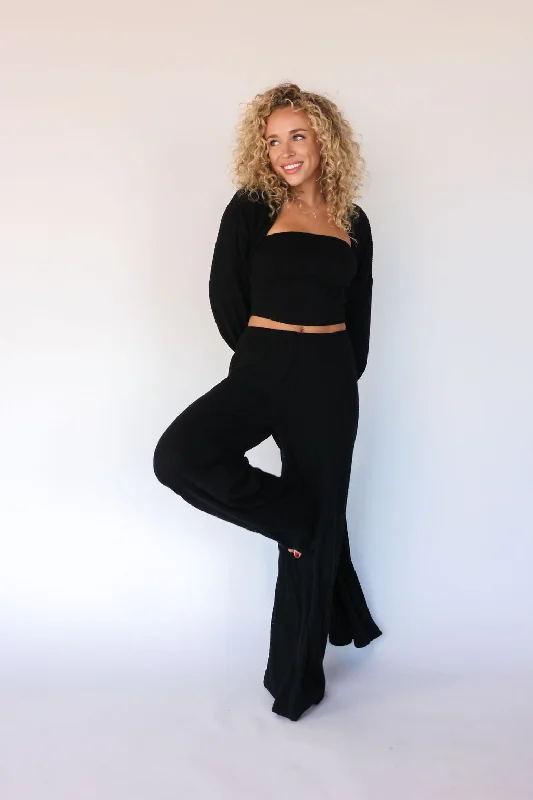 Comfortable Women's Apparel Limited Stock, Big Sale Yacht Club Tube Top Cardigan Pant Set Ink