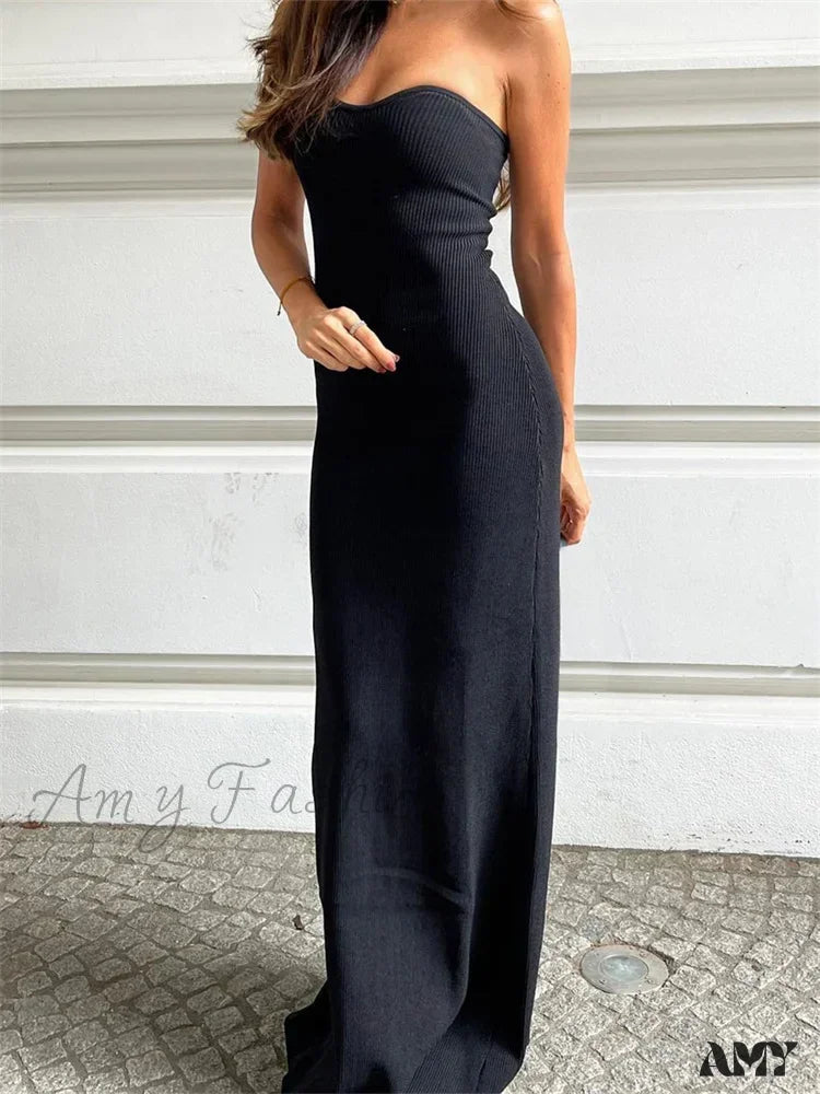 Graceful Drape Amy Fashion - Women Ribbed Tube Summer Knitted Strapless Backless Sleeveless Solid Color Bodycon Party Vestidos Graceful Drape Amy Fashion - Women Ribbed Tube Summer Knitted Strapless Backless Sleeveless Solid Color Bodycon Party Vestidos
